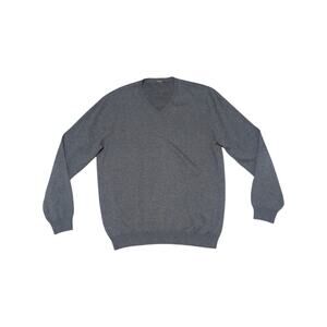 J. McLaughlin Gray V Neck Sweater Mens Large Knit Preppy Corpcore Workwear Corp